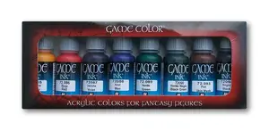 Akrila krāsu komplekts VALLEJO Game Color / Game Inks 8 x 17 ml — daudzkrāsains