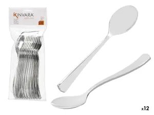Kinvara plastic silver spoons set, model 10681, pack of 12, reusable