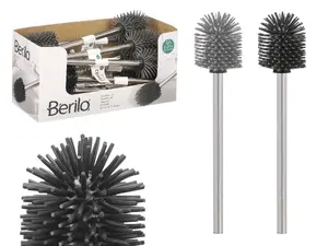 Туалетная щетка Berilo 12800 — силиконовая насадка, подставка, средство для уборки ванной