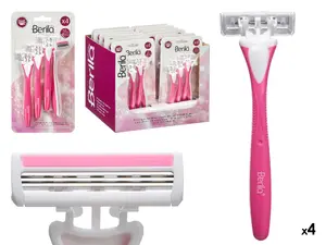 Berilo razor set 4 razors with 3 blades each, model 12211, pink