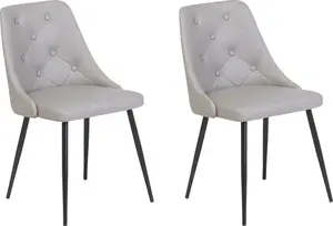 Dining chair set Beliani VALERIE – 2 chairs, grey faux leather upholstery, metal legs