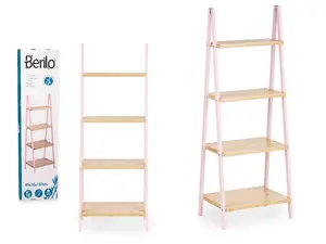 Стеллаж-лестница Berilo из бамбука модель 82768 розовый, 4 полки