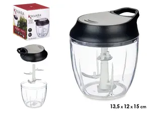 Manual Food Chopper Kinvara 86985 with Steel Lid, 5 Blades, Hand-Powered
