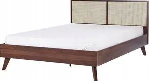 Кровать Beliani MONPAZIER ротанговая 140 x 200 см тёмное дерево