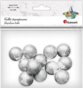 Styrofoam Balls Titanum 25 mm, pack of 12, silver