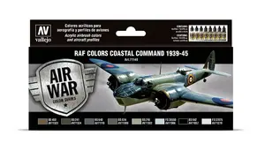 Akrila modeļu krāsu komplekts VALLEJO RAF Colors Coastal Command 1939-1945 (8 x 17 ml)