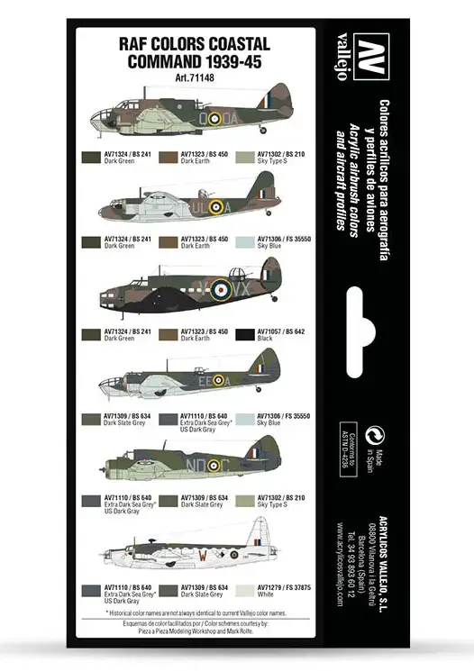 VALLEJO RAF Colors Coastal Command 1939-1945 krāsu komplekts Photo 2