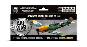 Krāsu komplekts VALLEJO Vallejo Luftwaffe colors pre-war to 1941 – Model Air pudelītes 17 ml, RLM un kamuflāžas toņu komplekts