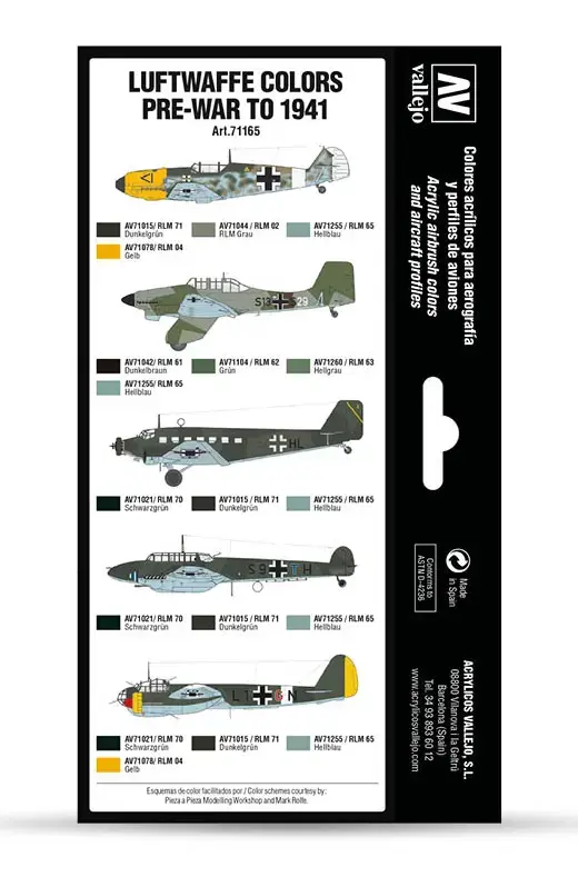 VALLEJO Vallejo Luftwaffe colors pre-war to 1941 krāsu komplekts Photo 2