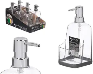 Virtuves ziepju dozators Kinvara 12523, caurspīdīgi pelēks, uzpildāms sūknis, plastmasa