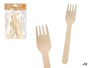 Wooden Fork Set Kinvara 24 pcs, model 93545, natural wood, disposable cutlery