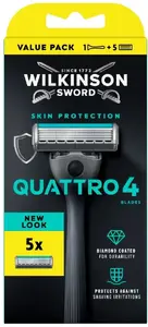 Skuvekļis Wilkinson Sword Quattro 4 ar 5 nomaiņas patronām