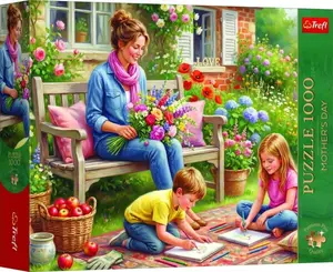 Puzzle 1000 pieces TREFL 12144 — family in the garden image, jigsaw puzzle