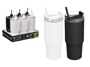 Travel Mug with Straw Kinvara 12518, 750 ml, white/black, leak-resistant lid