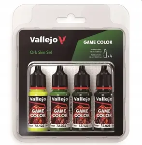 Akrila krāsu komplekts VALLEJO Game Color 72.391 Ork Skin Set 4×18 ml
