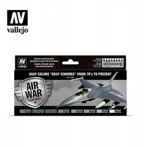 Akriila Model Air krāsu komplekts VALLEJO 71.156 — Air War USAF Grey Schemes (8 x 18 ml)