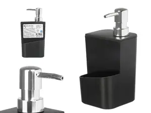 Ziepju dozators Kinvara 12361 ar sūklīša turētāju, melns, 650 ml
