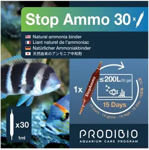 PRODIBIO Stop Ammo ампулы для аквариума 30 шт — удаление аммиака для пресной и морской воды