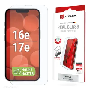 Tempered Glass Screen Protector e.v.i. Displex (10H) for Apple iPhone 16e/17e — scratch, dirt and impact resistant, transparent