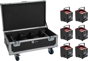 EUROLITE AKKU UP-4 QCL Spot QuickDMX MK2 set of 6 with flightcase and charging function