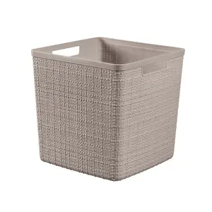 Curver Jute square storage basket 17L (28x28x27cm) beige, recycled plastic