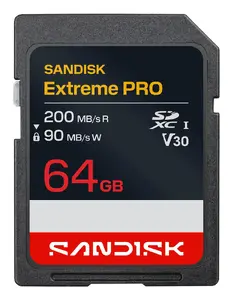 SDXC memory card SANDISK Extreme Pro 64 GB UHS‑I V30 Read 200 MB/s Write 90 MB/s
