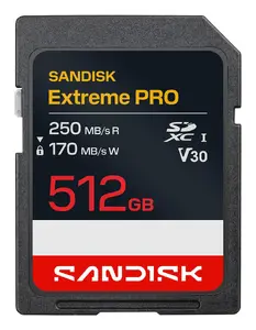 Карта памяти SanDisk Extreme Pro 512GB SDXC UHS-I, скорость чтения 250 МБ/с, записи 170 МБ/с
