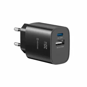 Зарядное устройство SWISSTEN Edge GaN — GaN USB-C PD 20W + USB-A 18W QC