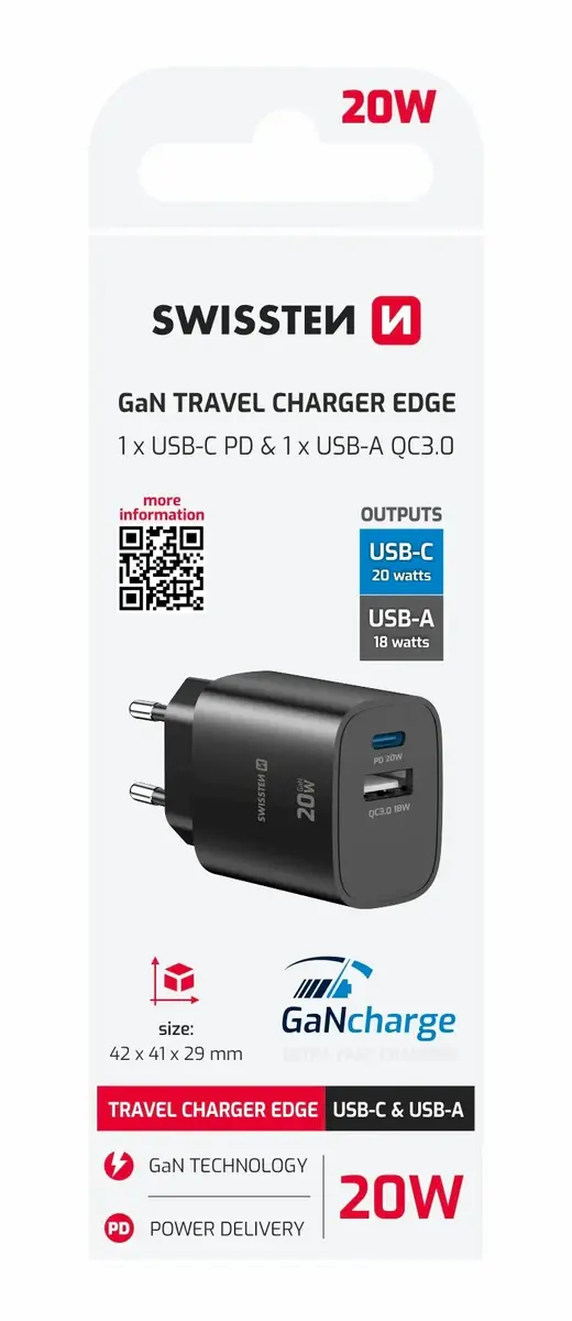 SWISSTEN Edge GaN lādētājs USB-C PD 20W Photo 7