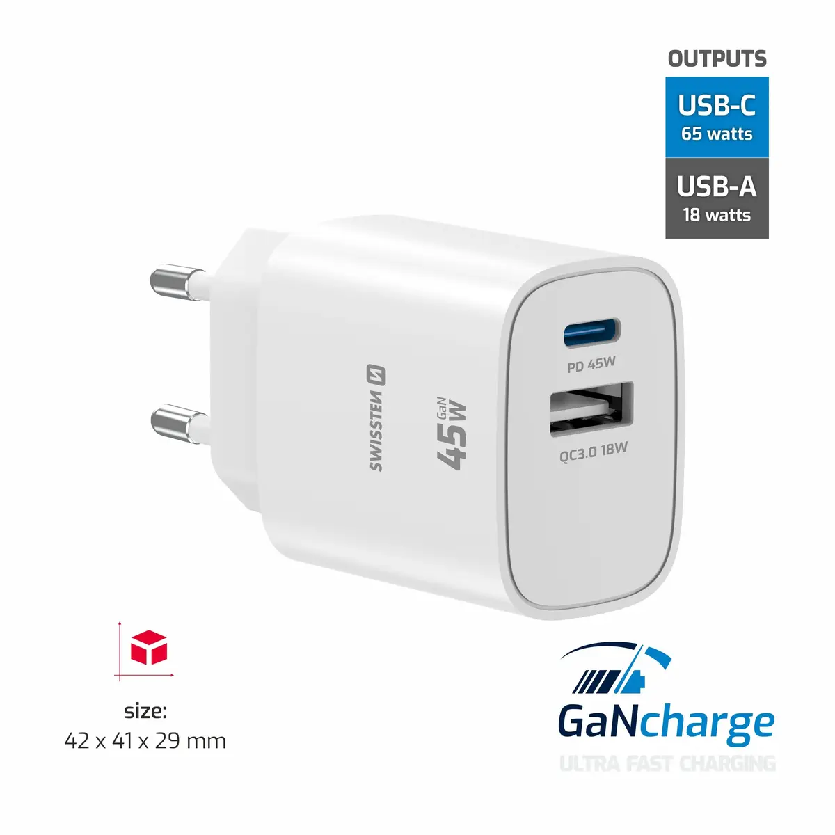 SWISSTEN Swissten Edge GaN USB-C PD 45W + USB-A 18W Photo 6