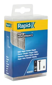 Brad nagla Rapid Tools No. 8 — cinkots metāls, 30 mm, iepakojums 4 200 gab.