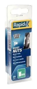 Гайка-втулка (rivet nut) M6 Rapid Tools 5000673 — сталь, белое покрытие, 20 шт.