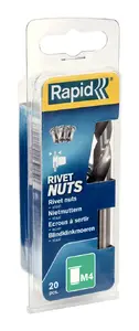 Заклёпочная гайка M4 Rapid Tools 5000671, сталь, белое покрытие, 20 шт.