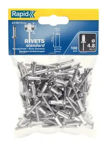 Kniedējs Blind Rapid Tools 5000381 — alumīnijs/ tērauds, Ø 4,8 mm, garums 14 mm, 100 gab.