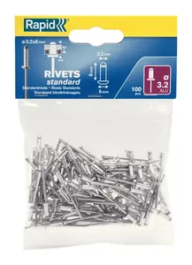 Blind rivet Rapid Tools 5000377, aluminium/steel, 3.2 x 8 mm, 100 pcs