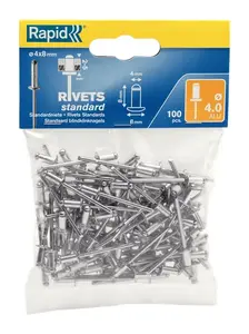 Blind rivet Rapid Tools 5000378, aluminium/steel, head Ø 4 mm, length 8 mm, pack 100