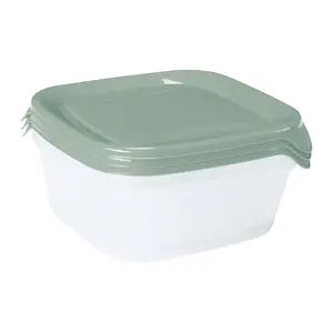 Food container set 3 pcs Curver Fresh&Go — square plastic containers 3×0.8L, green
