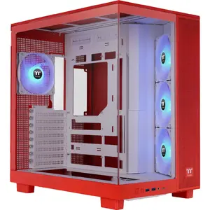 Computer Case THERMALTAKE View 380 XL TG ARGB — mid-tower with dual tempered glass, ARGB lighting (red)