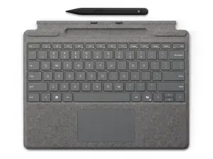 Keyboard with Slim Pen for Microsoft Surface Pro — QWERTY, Microsoft Cover Port, Platinum — Compatible with Surface Pro 8/9/10/11