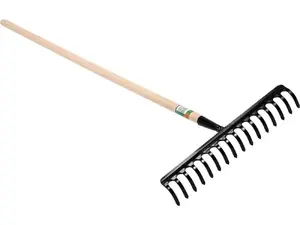 Rake Flo 35783 — 16-teeth garden rake with handle, single-piece
