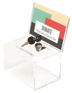 Cash/ticket box Deflecto 596901 Polystyrene transparent with key lock (2 keys)