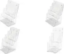 Brochure holder Deflecto LHPT431, 1/3 DIN A4 portrait, 3 tiers, clear polystyrene tabletop stand