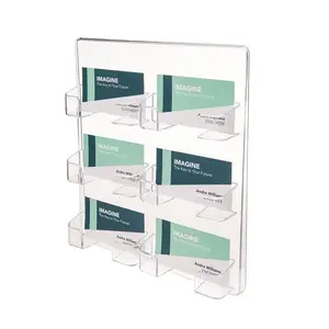 Business card holder Deflecto 70601 — Polystyrene, transparent, capacity 480 cards (6 compartments)