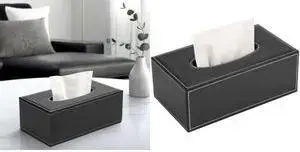 Tissue Dispenser Box Deflecto DEFTISREC — rectangular black faux leather