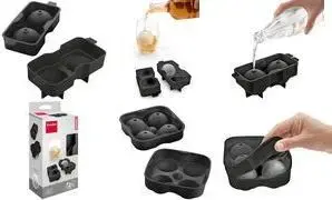Ice Cube Mold METALTEX silicone for 2 spheres, black, for 60 mm diameter balls — 1 piece