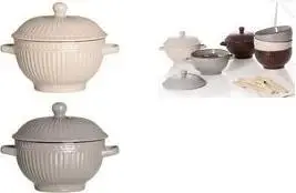 Бульонная чашка Ritzenhoff & Breker Senja Creme, каменная керамика 600 мл, 2 ручки с крышкой, можно мыть в ПММ — набор 3 шт.