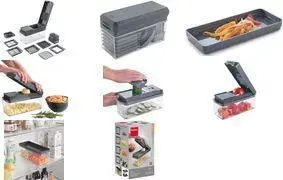 METALTEX Slice-Cube 12in1 fruit and vegetable cutter, stainless steel/ABS, 10 interchangeable blades, grey