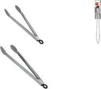 METALTEX Grill Tongs Stainless Steel 340 mm with Spring and Lock, Rust‑Resistant — 1 pc
