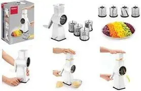 METALTEX kitchen grater Flash with 4 interchangeable inserts, ABS plastic and stainless steel, white