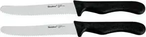 METALTEX Brotzeitmesser Basic 2-piece set, black handle, stainless steel, entry-level kitchen knives